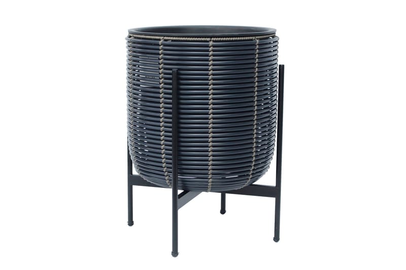 Wicker Blomkruka på stativ 38x38xH49 cm Svart, undefined