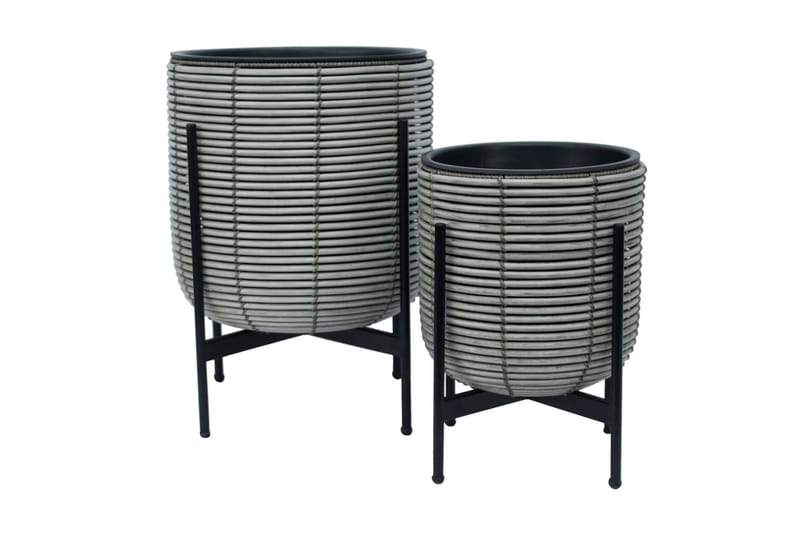 Wicker Blomkruka på stativ 30x30xH38 cm Grå - Utemöbler - Övrigt utemöbler - Tillbehör utomhus - Utomhuskrukor