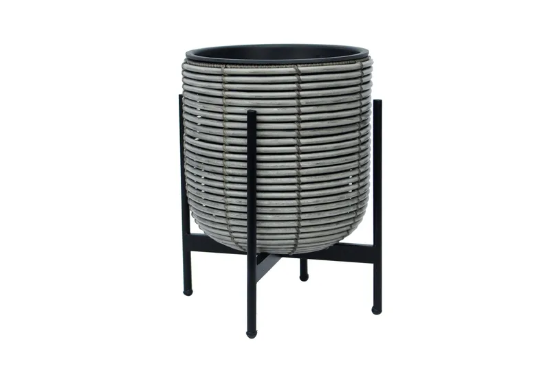 Wicker Blomkruka på stativ 30x30xH38 cm Grå, undefined