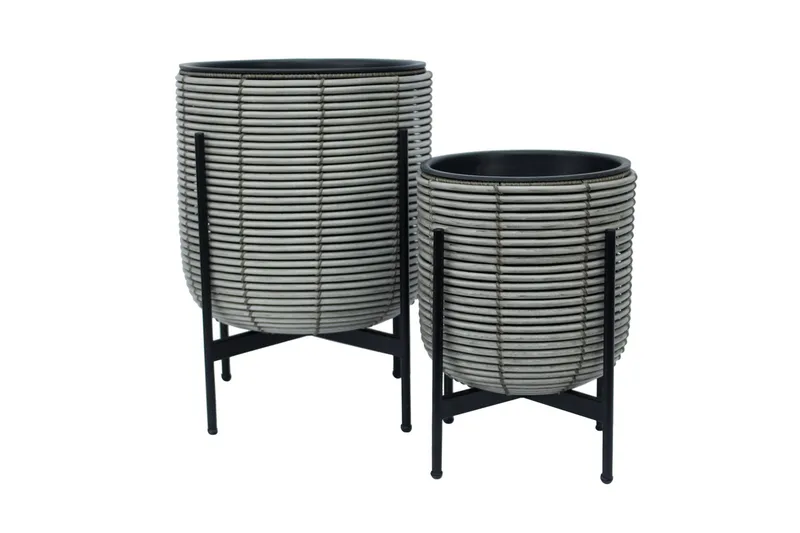 Wicker Blomkruka på stativ 38x38xH49 cm Grå - Utemöbler - Övrigt utemöbler - Tillbehör utomhus - Utomhuskrukor