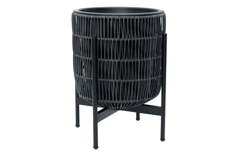 Wicker Blomkruka på stativ 38x38xH49 cm Svart, undefined