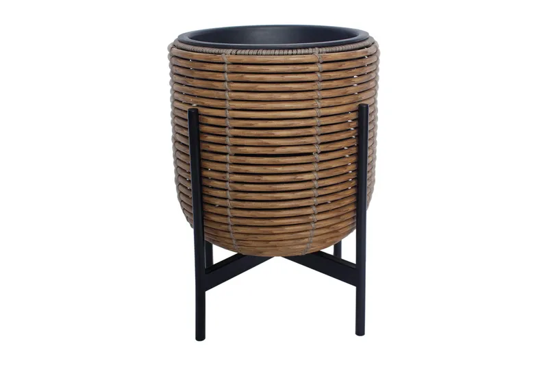 Wicker Blomkruka på stativ 30x30xH38 cm Brun - Utemöbler - Övrigt utemöbler - Tillbehör utomhus - Utomhuskrukor