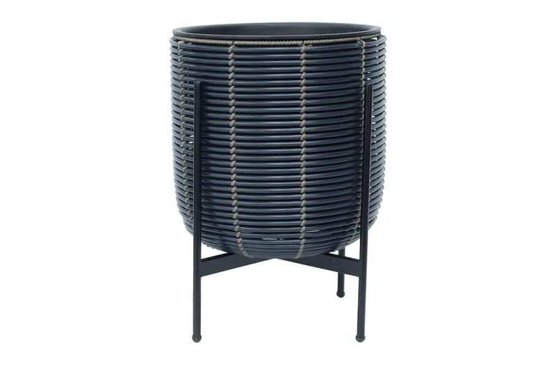 Wicker Blomkruka på stativ 38x38xH49 cm Svart - Utemöbler - Övrigt utemöbler - Tillbehör utomhus - Utomhuskrukor