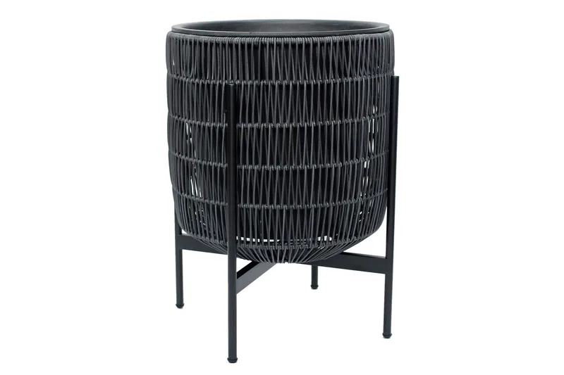Wicker Blomkruka på stativ 38x38xH49 cm Svart - Utemöbler - Övrigt utemöbler - Tillbehör utomhus - Utomhuskrukor