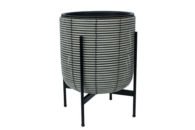 Wicker Blomkruka på stativ 38x38xH49 cm Grå, undefined