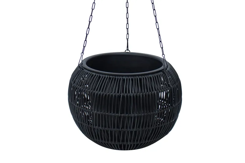 Wicker Hängande Kruka D32xH22 cm Svart - Utemöbler - Övrigt utemöbler - Tillbehör utomhus - Utomhuskrukor