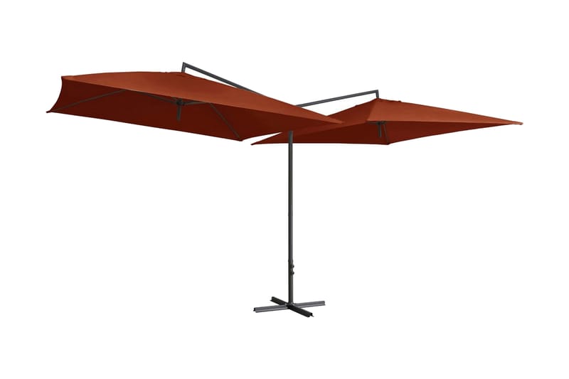 Dubbelt parasoll med stålstång 250x250 cm terrakotta - Brun - Parasoll