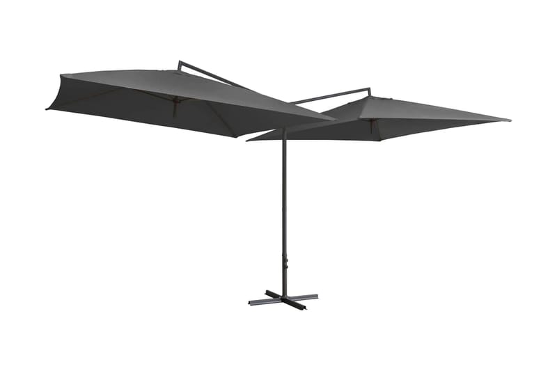 Dubbelt parasoll med stålstång 250x250 cm antracit - Grå - Parasoll