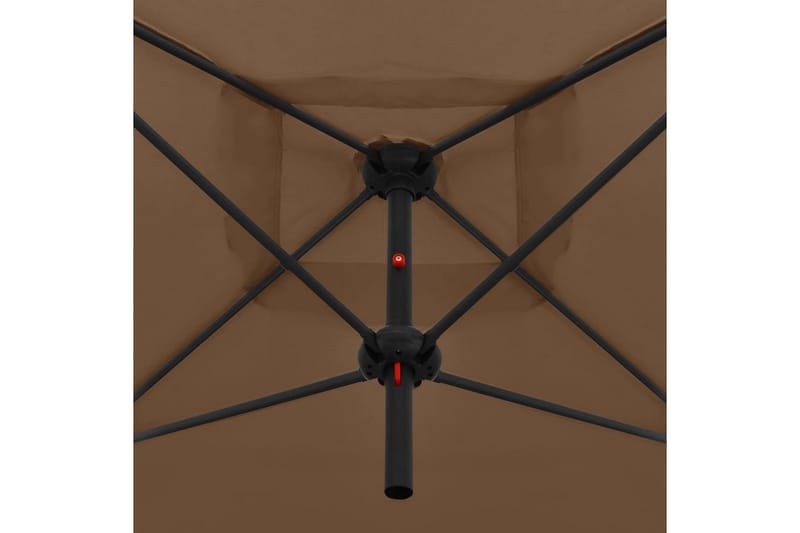 Dubbelt parasoll med stålstång 250x250 cm taupe - Brun - Parasoll
