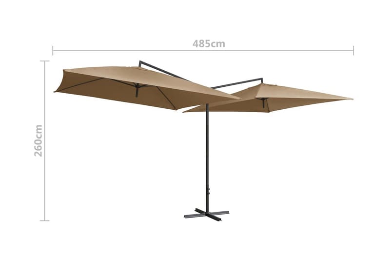Dubbelt parasoll med stålstång 250x250 cm taupe - Brun - Parasoll