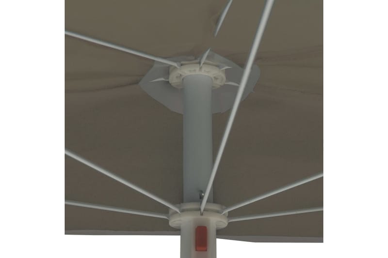 Halvrunt parasoll med stång 180x90 cm sand - Vit - Parasoll