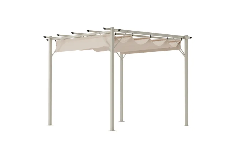 Loppes Pergola med skjutbart tak 3x3 m i stål - Beige - Utemöbler - Solskydd - Pergola