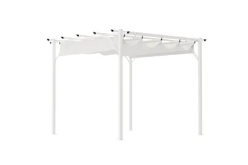 Loppes Pergola med skjutbart tak 3x3 m i stål - Vit - Utemöbler - Solskydd - Pergola