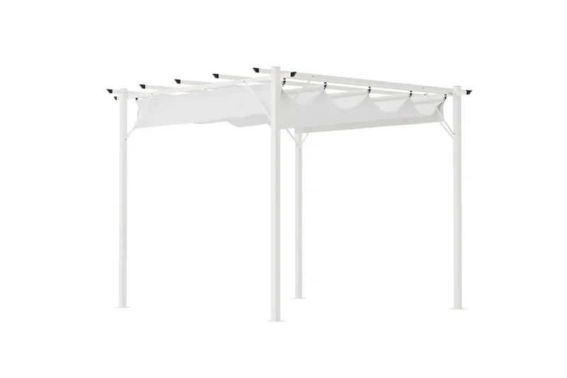 Loppes Pergola med skjutbart tak 3x3 m i st ål - Vit - Utemöbler - Solskydd - Pergola