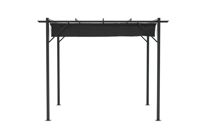 Loppes Pergola med skjutbart tak 3x3 m i stål - Svart - Utemöbler - Solskydd - Pergola