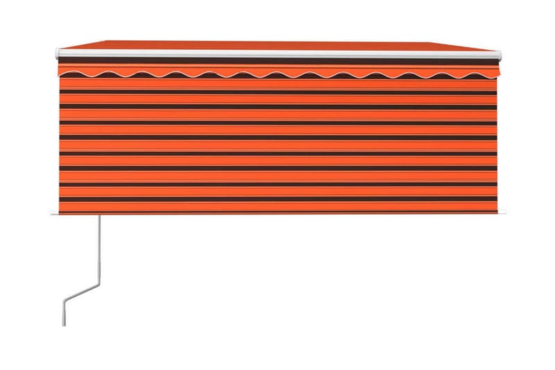 Automatiserad markis med rullgardin 3x2,5 m orange och brun - Orange - Utemöbler - Solskydd - Markiser - Fönstermarkis