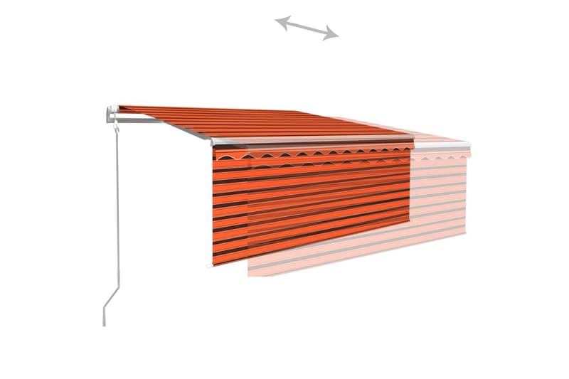 Automatiserad markis med rullgardin 3x2,5 m orange och brun - Orange - Utemöbler - Solskydd - Markiser - Fönstermarkis