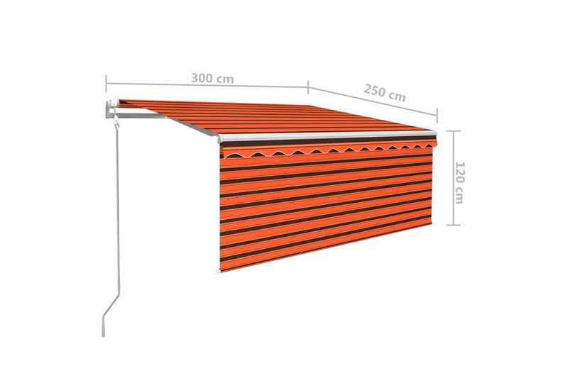 Automatiserad markis med rullgardin 3x2,5 m orange och brun - Orange - Utemöbler - Solskydd - Markiser - Fönstermarkis