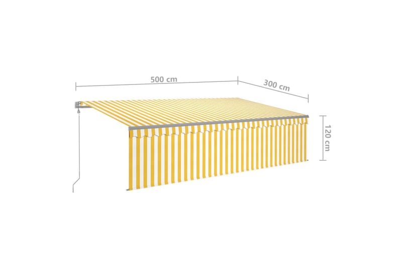 Automatiserad markis med rullgardin 5x3 m gul och vit - Gul - Fönstermarkis - Markiser - Solskydd fönster
