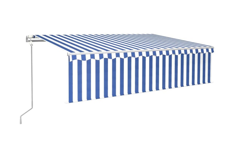 Automatiserad markis med rullgardin 6x3m blå/vit - Blå - Fönstermarkis - Markiser