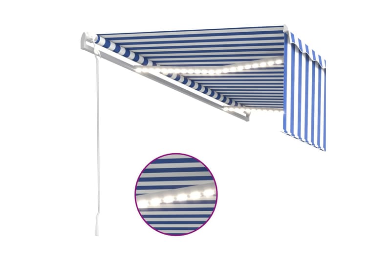 Automatiserad markis med rullgardin vindsensor LED 5x3m blå/ - Blå - Balkongmarkis - Markiser - Terrassmarkis