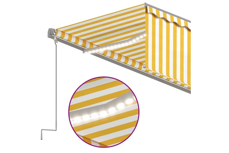 Automatiserad markis med rullgardin vindsensor LED 5x3m gul/ - Gul - Fönstermarkis - Markiser
