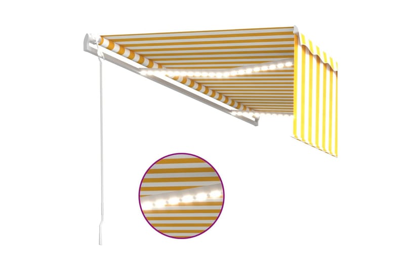 Automatiserad markis med rullgardin vindsensor LED 5x3m gul/ - Gul - Balkongmarkis - Markiser - Terrassmarkis