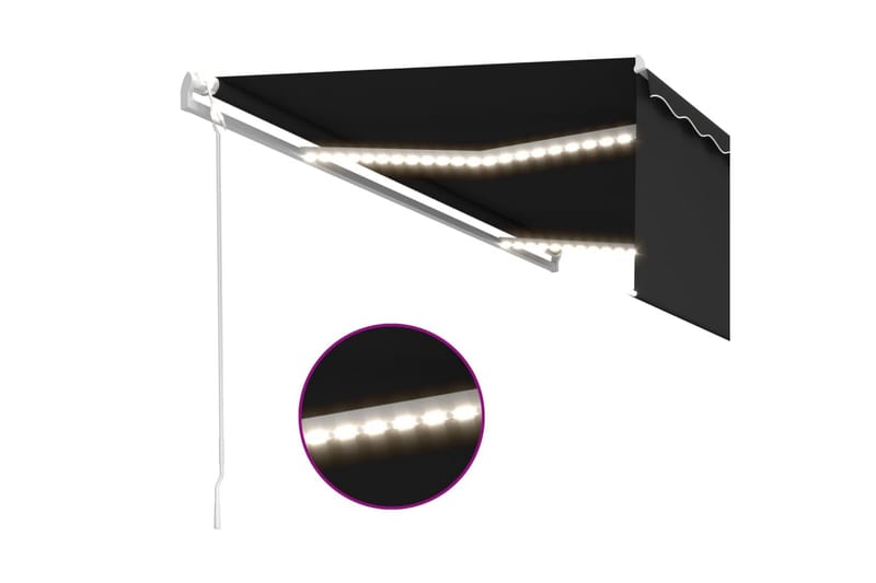 Automatiserad markis rullgardin vindsensor LED 5x3m antracit - Grå - Utemöbler - Solskydd - Markiser - Balkongmarkis