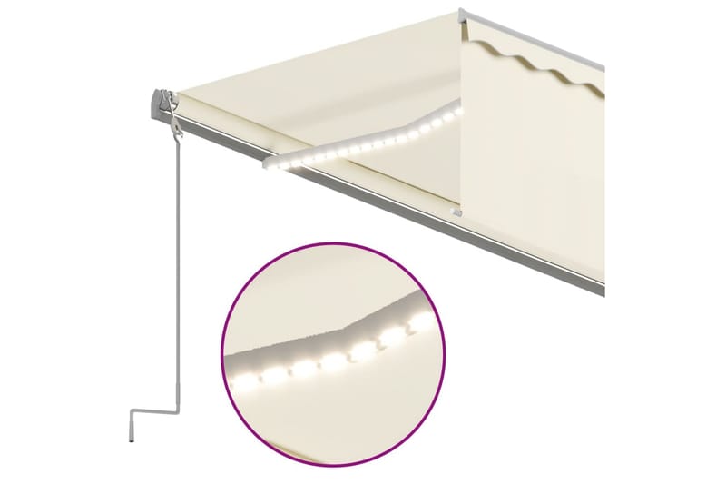 Automatiserad markis rullgardin vindsensor LED 5x3m gräddvit - Kräm - Utemöbler - Solskydd - Markiser - Fönstermarkis