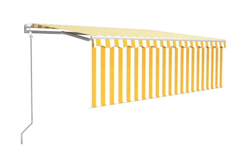 Automatisk infällbar markis med rullgardin 4,5x3 m gul/vit - Gul - Fönstermarkis - Markiser