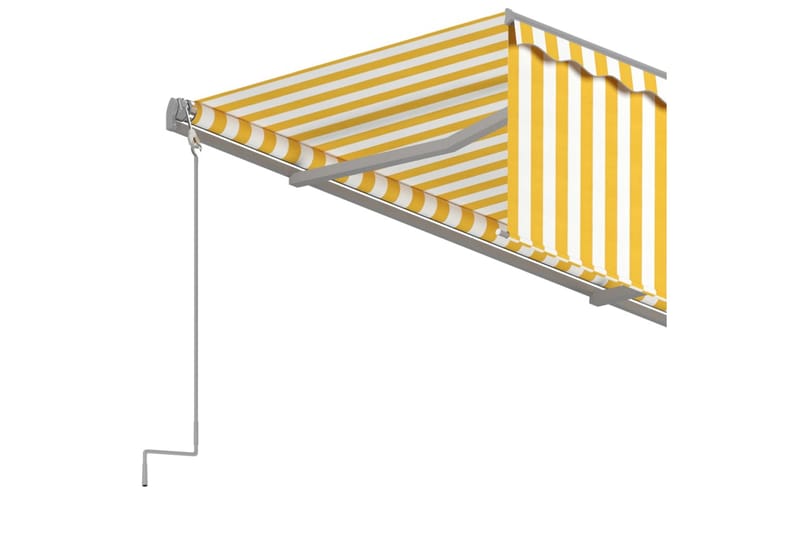 Automatisk infällbar markis med rullgardin 4,5x3 m gul/vit - Gul - Fönstermarkis - Markiser