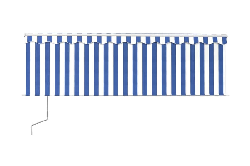 Automatisk infällbar markis med rullgardin 4x3 m blå och vit - Blå - Fönstermarkis - Markiser