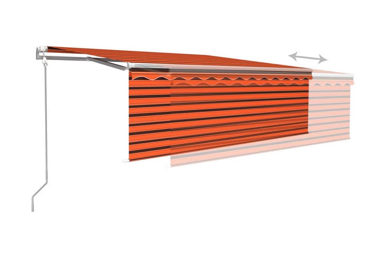 Automatisk infällbar markis med rullgardin 4x3 m orange/brun - Orange - Fönstermarkis - Markiser