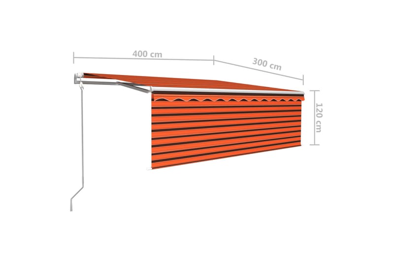 Automatisk infällbar markis med rullgardin 4x3 m orange/brun - Orange - Fönstermarkis - Markiser