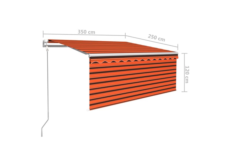 Automatisk infällbar markis rullgardin 3,5x2,5m orange och b - Orange - Utemöbler - Solskydd - Markiser - Fönstermarkis