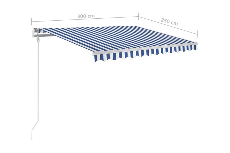 Automatisk markis 300x250 cm blå och vit - Blå - Balkongmarkis - Markiser - Terrassmarkis