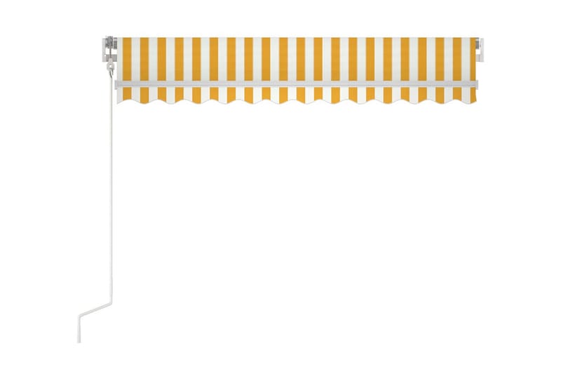 Automatisk markis 350x250 cm gul och vit - Gul - Utemöbler - Solskydd - Markiser - Balkongmarkis
