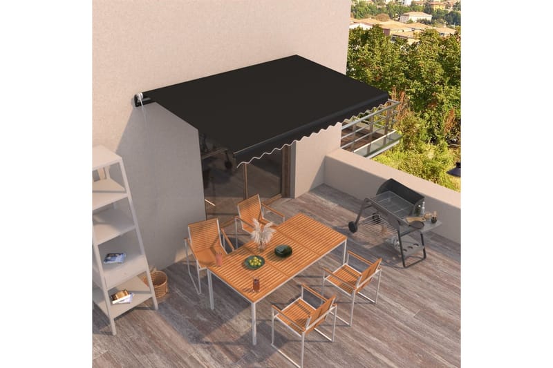 Automatisk markis 400x350 cm antracit - Grå - Utemöbler - Solskydd - Markiser - Balkongmarkis