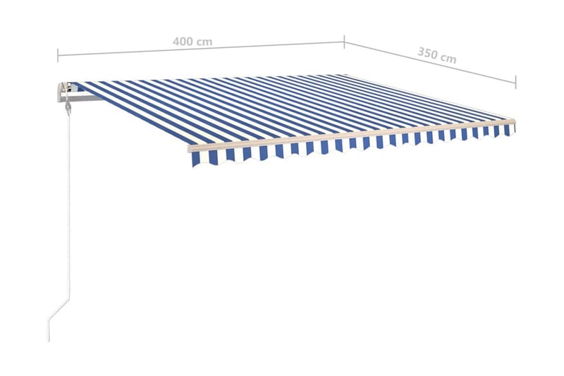 Automatisk markis 400x350 cm blå och vit - Blå - Utemöbler - Solskydd - Markiser - Balkongmarkis