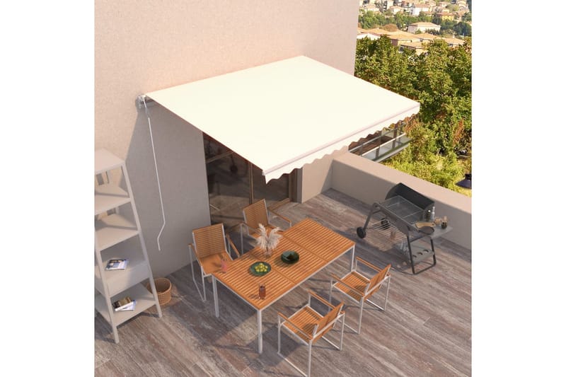 Automatisk markis 450x300 cm gräddvit - Vit - Utemöbler - Solskydd - Markiser - Balkongmarkis