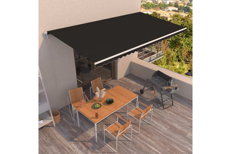 Automatisk markis 600x350 cm antracit - Antracit - Balkongmarkis - Markiser - Terrassmarkis