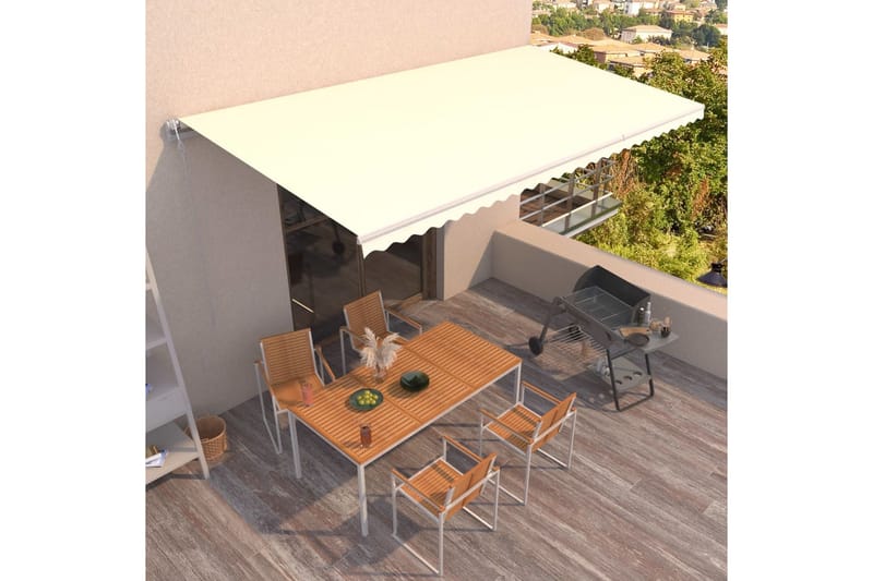 Automatisk markis 600x350 cm gräddvit - Kräm - Utemöbler - Solskydd - Markiser - Balkongmarkis
