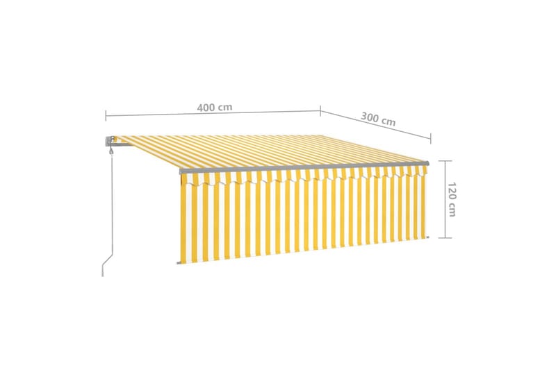 Automatisk markis m. vindsensor rullgardin LED 4x3m gul och - Gul - Fönstermarkis - Markiser - Solskydd fönster