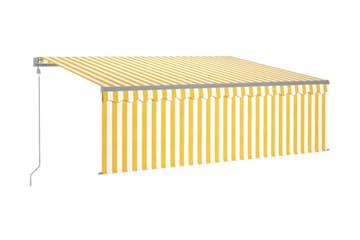 Automatisk markis m. vindsensor rullgardin LED 4x3m gul och