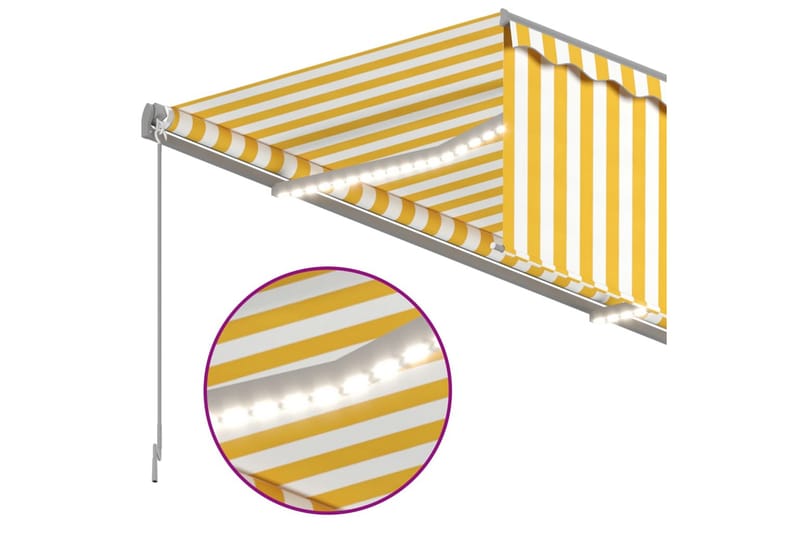 Automatisk markis m. vindsensor rullgardin LED 4x3m gul och - Gul - Fönstermarkis - Markiser - Solskydd fönster