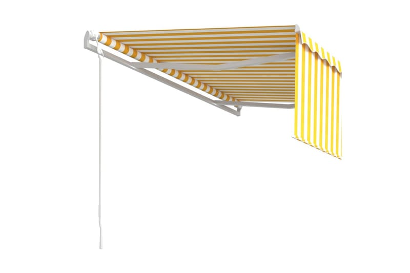 Automatisk markis med rullgardin 4x3 m gul och vit - Gul - Fönstermarkis - Markiser