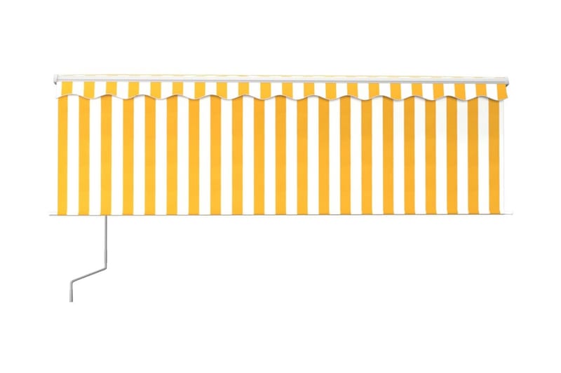 Automatisk markis med rullgardin 4x3 m gul och vit - Gul - Fönstermarkis - Markiser