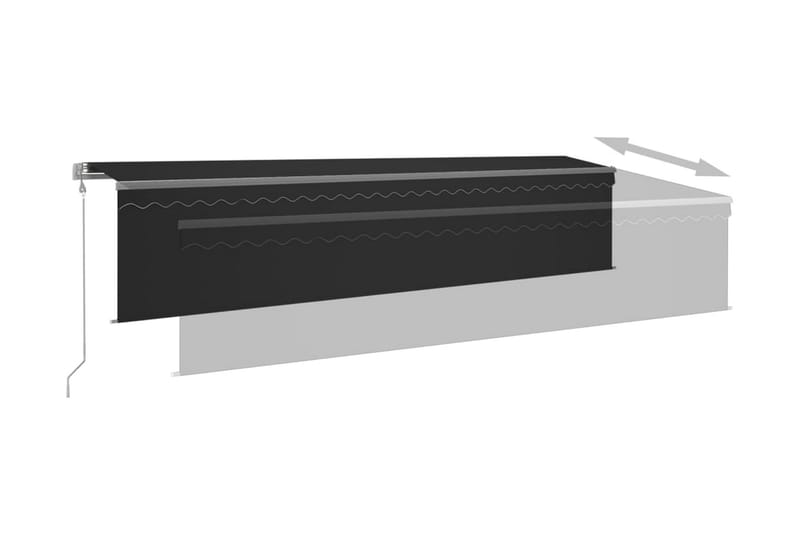 Automatisk markis med rullgardin vindsensor LED 6x3 m - Antracit - Fönstermarkis - Markiser