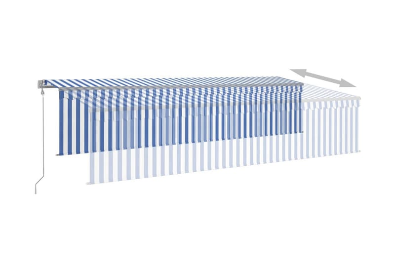Automatisk markis med rullgardin vindsensor LED 6x3 m - Blå - Utemöbler - Solskydd - Markiser - Fönstermarkis