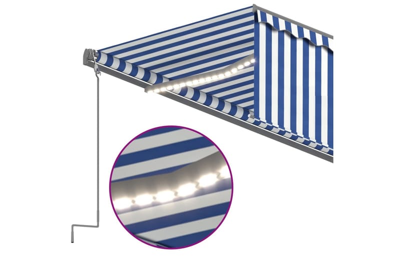 Automatisk markis med rullgardin vindsensor LED 6x3 m - Blå - Utemöbler - Solskydd - Markiser - Fönstermarkis